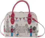 [Signare] Victorian Beatrix Potter Victorian Peter Rabbit In London Convertible Ladies Handbag with Shoulder Strap, Cross Body or Shoulder Style, Beige