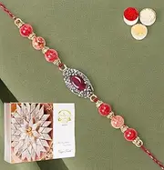 Ghasitaram Gifts Rakhi for Brother Rakhis Online - RM-715 Premium Rakhi with 400 GMS of Kaju katli