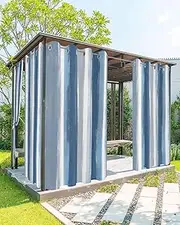 TweetyBed Outdoor Curtains for Patio Waterproof Ombre Blue White Stripes Outside Curtains for Porch Watercolor Modern Art Sun Blocking Outside Privacy Drapes for Gazebo Pergola 54"x84" 1 Panel