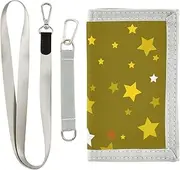 [miaozhen] Cartoon Star Gold trifold slim wallet for men gifts for young cool sturdy fold wallet with lanyard billetera para hombre, cartoon star gold, 1 size