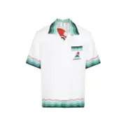 [Casablanca] Casablanca-White Silk Wavy Mountains Cuban Collar Shirt-Uomo S STAND
