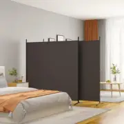 3 Panel Room Divider Brown Fabric 525cm x 180cm Privacy Screen Partition Decor