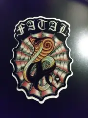 FATAL SKATEBOARD CLOTHING CO.VINTAGE THE SNAKE CHARMER LOGO SKATEBOARD STICKER