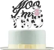 Deloklte Moo I'm Two Cake Topper - Cow Second Birthday Cake Topper Baby Shower Party Decoration- Happy Birthday Cake Topper for Cow Farm Zoo Animal Theme Two Year Old 2nd Birthday Party Supplies