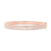 Baguette Diamond Bangle Bracelet 14K Rose Gold Natural Cut Channel Set 1.67ct