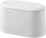 Plastic Trash can Creative Mini Desktop Trash can with lid Small Home Office Cleaning Trash Desktop Storage bin with 50 Trash Bags (White)