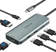 Docking Station USB C to Dual HDMI Adapter, USB C Hub Dual HDMI Monitors for Windows,USBC Adapter with DualHDMI,3 USB Port,PD Compatible for Dell XPS 13/15, Lenovo Yoga,etc