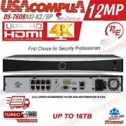 Hikvision 12MP 4K NVR 8CH DS-7608NXI-K2/8P AcuSense Network Recording 2 SATA