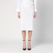[P.A.R.O.S.H.] White midi skirt with sequins XS White