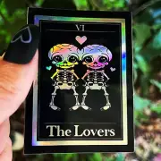 The Lovers Tarot Card Holographic Sticker. Waterproof Stickers.