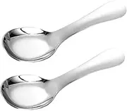 ABOOFAN Home Spoons for Boys and Girls 2pcs Stainless Steel Soup Spoons Toddler Dessert Cutlery Simple Design