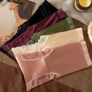 Satin Silky Knickers Lace See Though Panties Women's Brief Underwear Green