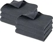 Pagnanno – Hotel Quality Kitchen Tea Towels & Waffle Weave tea towel | Professional Cotton 45x70cm | Absorbent Fast Drying Dish Towels, Kitchen and Bar Towels (Pack of 6 (45x70cm), Waffle - Charcoal)