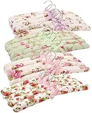 [4PK] Home Master Padded Satin Floral Coat Hanger 5-Piece Set, Multicolor