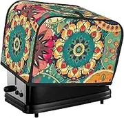 Round Flower Toaster Cover 2 Slice Bread Machine Covers Waterproof Universal Size Kitchen Small Appliance Cover with Hang Loop, Dust and Fingerprint Protection