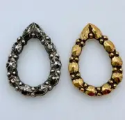 6 Vintage Brass Plated Lucite Teardrop Pendants (MP4)