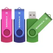 3 Pack 32GB Memory Stick USB 2.0 Flash Drives Swivel Thumb Drive Pen Drive (3...