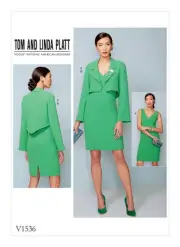 VOGUE SEWING PATTERN 1536 MISSES 6-14 V-NECK FITTED DRESS & SHAPED BACK JACKET