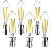 Geminilite 4W b15d Bayonet Candle LED Bulbs, Replacement for 40 Watt Candelabra Light Bulbs, SBC Small Bayonet Cap 2700K Warm White C35 470LM b15 Candle Not Dimmable Filament Chandelier 6 Pack