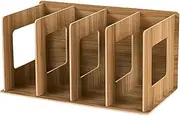 rockible Wooden Desktop Bookshelf Decorative Portable Multifunctional Tabletop Organizer Small Bookcase Display Shelf for Home Desk, Brown