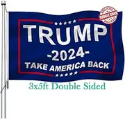 Trump 2024 Flag Double Sided 3x5 Outdoor- Donald Trump Take America Back Flags Banner Heavy Duty Durable Polyester 2024 Trump for President Flag with 2 Brass Grommets 4 Rows Stitched