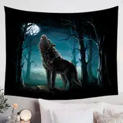 A Wolf Howls at a Moon Tapestry