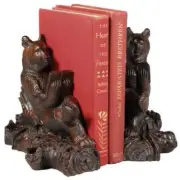 Bookends Bookend MOUNTAIN Lodge Whimsical Reading Bear Oxblood Red Resin