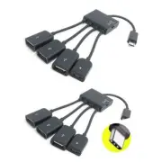 4 Port Micro USB 2.0 HUB 4-IN-1 OTG Hub Power Adapter Cable For Phone