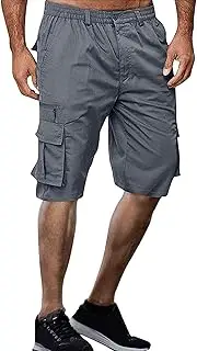Mens Elastic Waist Cargo Shorts Relaxed fit Stretch Lightweight Camo Cargo Shorts Casual Outdoor Work Shorts Pockets