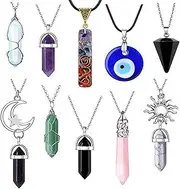 Healing Amethyst Necklace, Women's Boho Natural Crystal Jewelry, Boho Moonlight Pendant for Women and