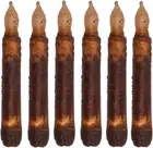 Taper Primitive Candles with Timer 6Pcs Real Wax Hand Dipped Battery Operated Fl