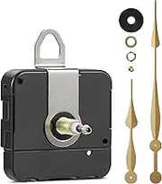 High Torque Long Shaft Clock Movement Mechanism with 28mm (1-1/8 Inch) Shaft Length and 12 Inch Long Spade Hands (Gold Hands)