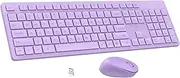 LeadsaiL Purple Wireless Keyboard and Mouse Combo, Full-Sized Ergonomic Computer Keyboard, 2.4GHz USB Cordless Keyboard Silent Mouse Set, 12 FN Shortcuts for Windows MacOS Laptop Computer