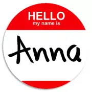 Hello My Name Is Anna - Circle Sticker Decal 3 Inch - Customizable Nametag