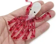 3" Long Red Octopus Glass Squid Miniature Sealife Aquarium Decor Animal Figurine