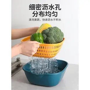 雙層洗菜盆瀝水籃六件套廚房洗水果盤客廳家用淘菜洗菜盆菜籃子