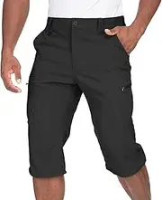 [Jawtut] Mens Cargo Shorts Hiking Stretch Quick Dry Long Shorts Capri Golf Tactical Shorts for Men