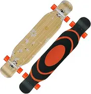 Sports Longboard Skateboard, 46.5" 7-Layer AAA Grade Maple Chrysanthemum Pattern Professional Street Skateboard Suitable for Young Adults
