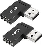 QIANRENON 90°Angle USB 3.1 Adapter 10Gbps USB 3.1 Male to Female Right Angle Connector USB A 3.1 L-Angle Converter Coupler, Support Data Transfer OTG 3A Charging, 2Pcs(Right Angle Side Bend)