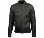 Retro Cafe Racer Classic 1909 Scorpion Stripe Black Leather Jacket For Men's J24