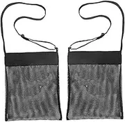 Beach Net Bag Seashell Storage Bag Sand Toy Pack Beach Mesh Pocket for Sand Away Seaside Treasures Storage Black 2PCS seashell storage bag