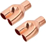 uxcell 5/8" x 5/8" x 5/8" ID Tee Y Type Copper Fitting, 2 Pcs Welding Joint Split Union Intersection for HVAC, Air Conditioning Refrigeration System