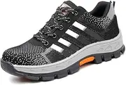 [MNSSRNN] Breathable Lightweight Steel Toe Shoes, Safe Anti-Smashing Anti-Puncture Work Shoes Outdoor Non-Slip Casual Sports Shoes,Gray,46