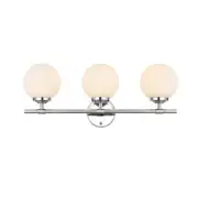 Living District Ansley 3 Light Bath Sconce, Chrome/Frosted White - LD7301W24CH