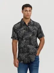 GUESS Eco Black Jungle Snake Print Shirt Size: Medium