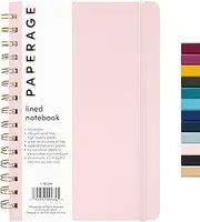 PAPERAGE Lined Spiral Journal Notebook, (Blush), 160 Pages, Medium 5.7 inches x 8 inches - 100 GSM Thick Paper, Hardcover, Double-Wire Spiral Journal & Notebook