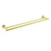 Brushed Gold Stainless Steel 750mm Double Towel Rack Rail Holder Round Hanger Bar