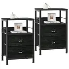 Nightstands Set 2, End Tables with 2 Fabric Drawers, Bedside Tables with Hook...