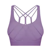 Nevenka Strappy Sports Bra Breathable Wirefree Crop Basic Tops for Running-Purple