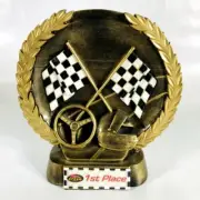 K1 Speed 1st Place Checkered Flag Ceramic Trophy - Collectible Display